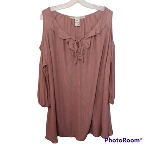 NWT American Rag Open Shoulders Tunic Size 1X Wood Rose